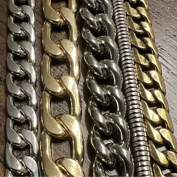 Jenny Bird Austin Cuff Mixed Metal Stacked Layered Chain Bracelet - Picture 5 of 6